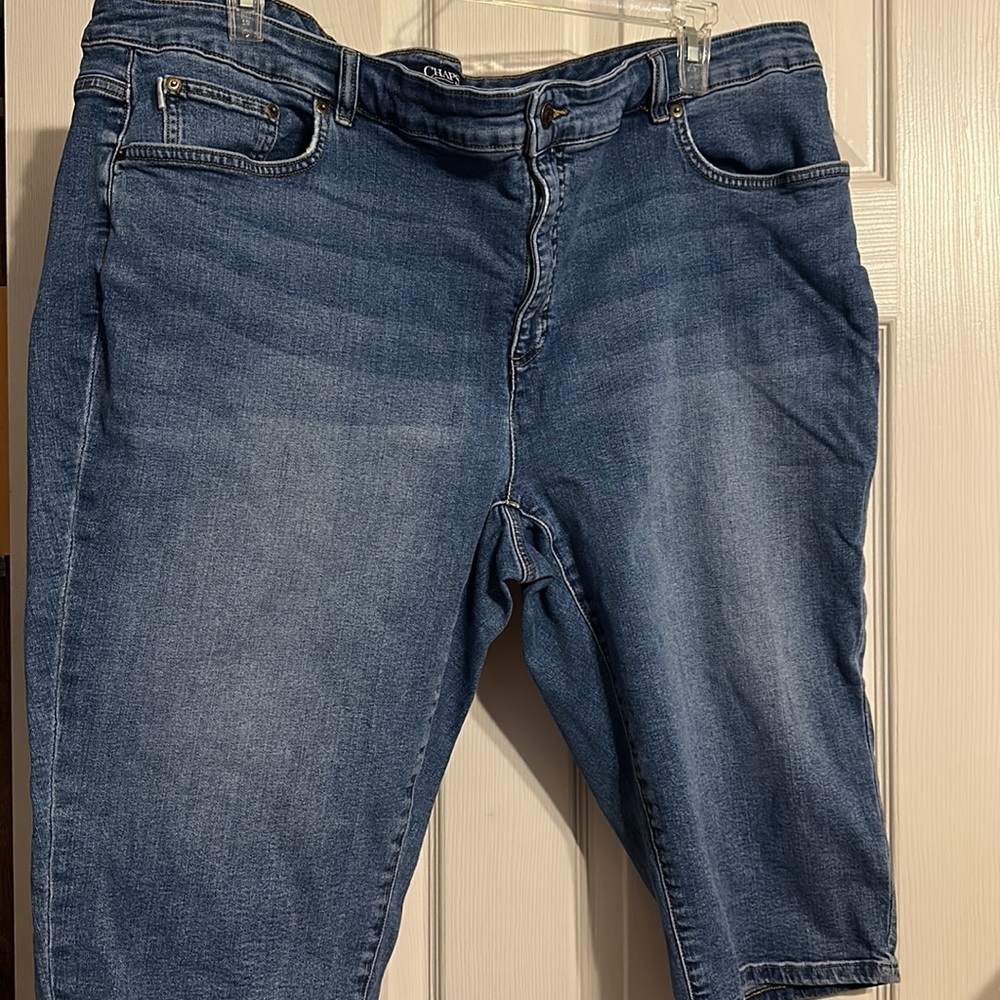 CHAPS CROPPED DENIM JEANS, size 24W, medium blue denim, EUC, no tears or stains